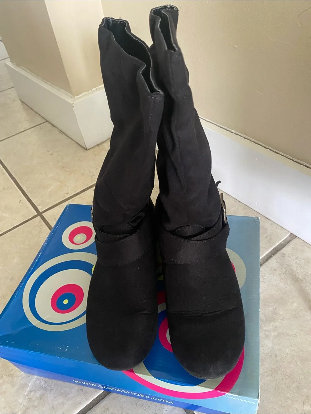 Soda Black Over-the-Knee Fabric Boots